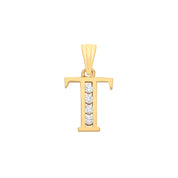 Y/G Channel Set Cz Initial Pendants - Precise Jewellers