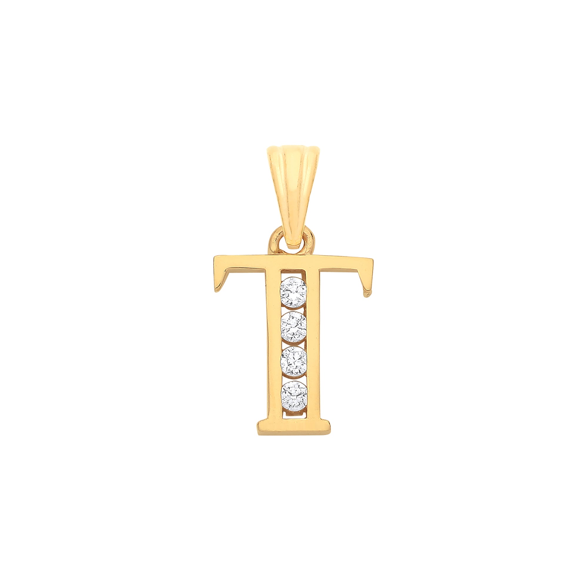 Y/G Channel Set Cz Initial Pendants - Precise Jewellers