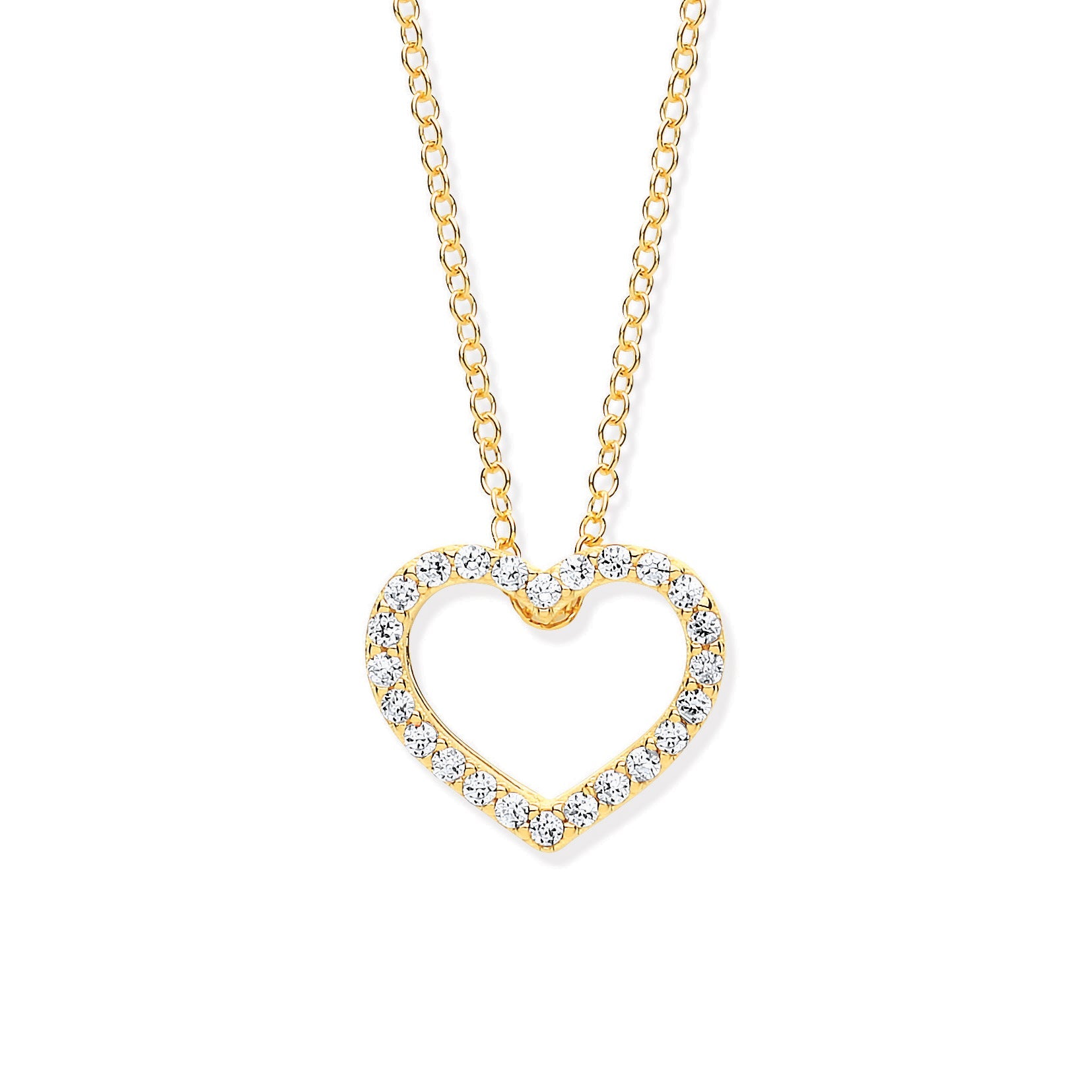 G Cz Heart Pendant on 18" Chain - Precise Jewellers