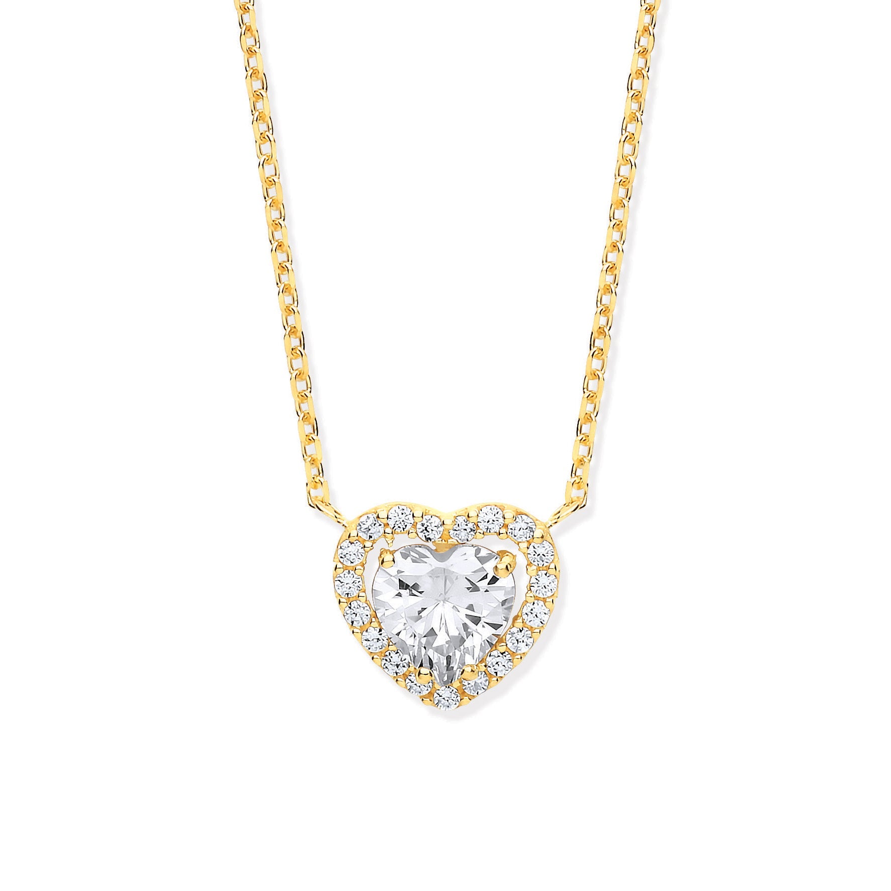 G Heart Halo Style CZs Pendant on 18" Chain - Precise Jewellers