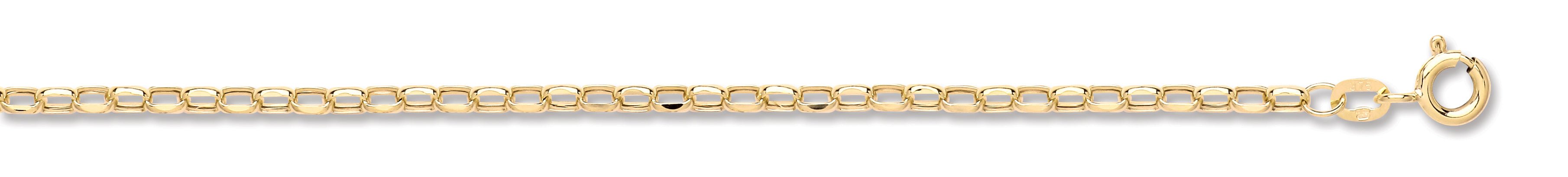 9ct Yellow Gold Hollow Diamond Cut Belcher Anklet - Precise Jewellers
