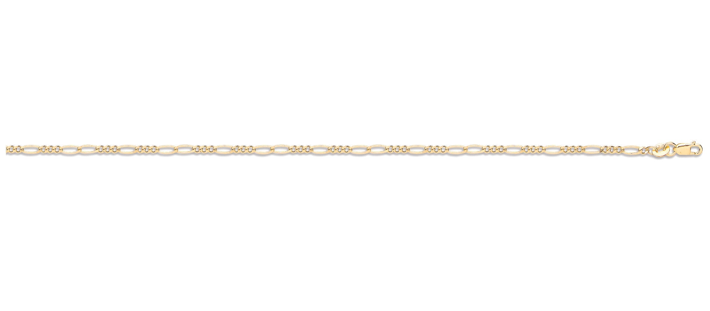 9ct Yellow Gold Hollow Figaro Anklet - Precise Jewellers