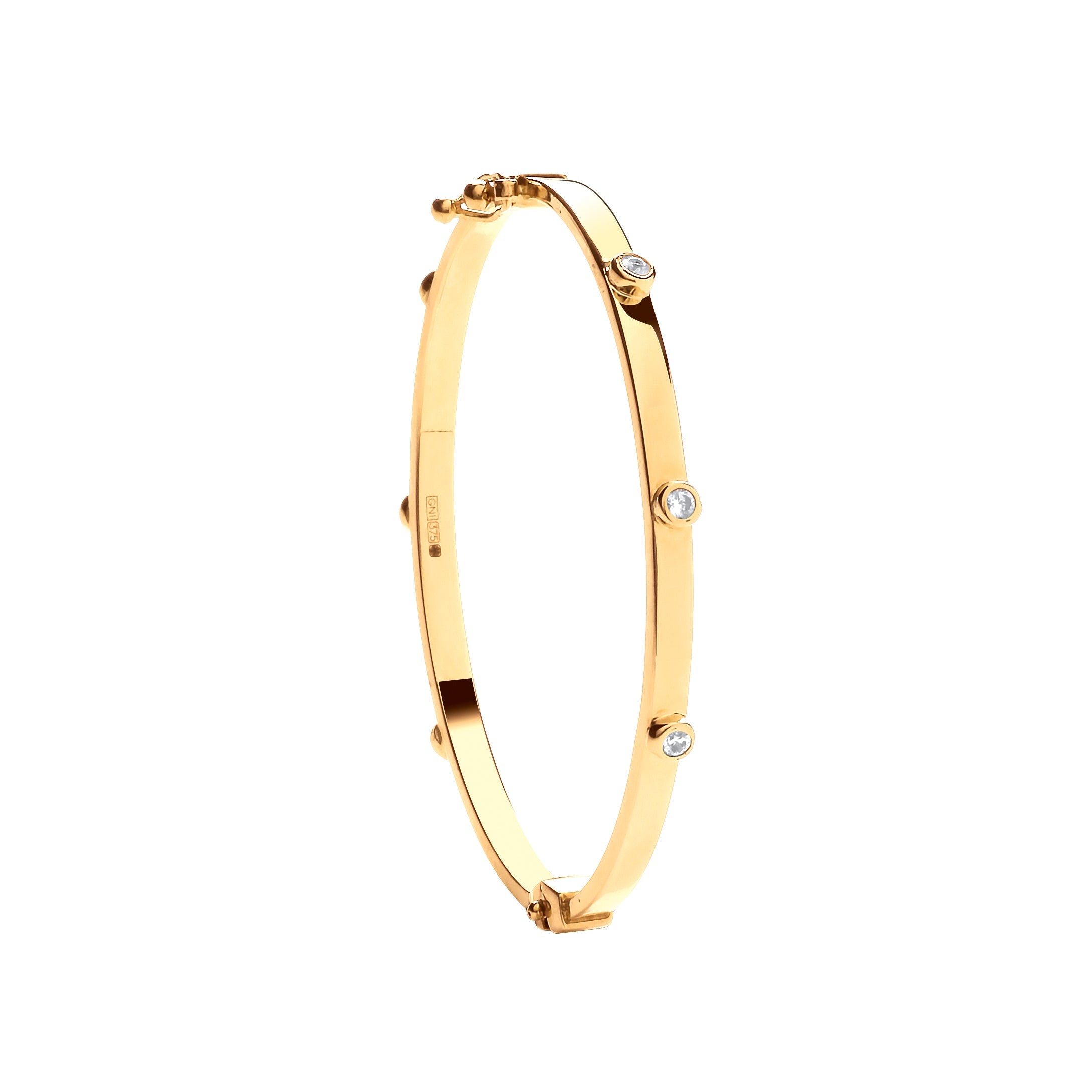 Y/G Hollow Oval Cz Baby Bangle - Precise Jewellers