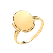 Y/G Oval Plain Locket Ring - Precise Jewellers