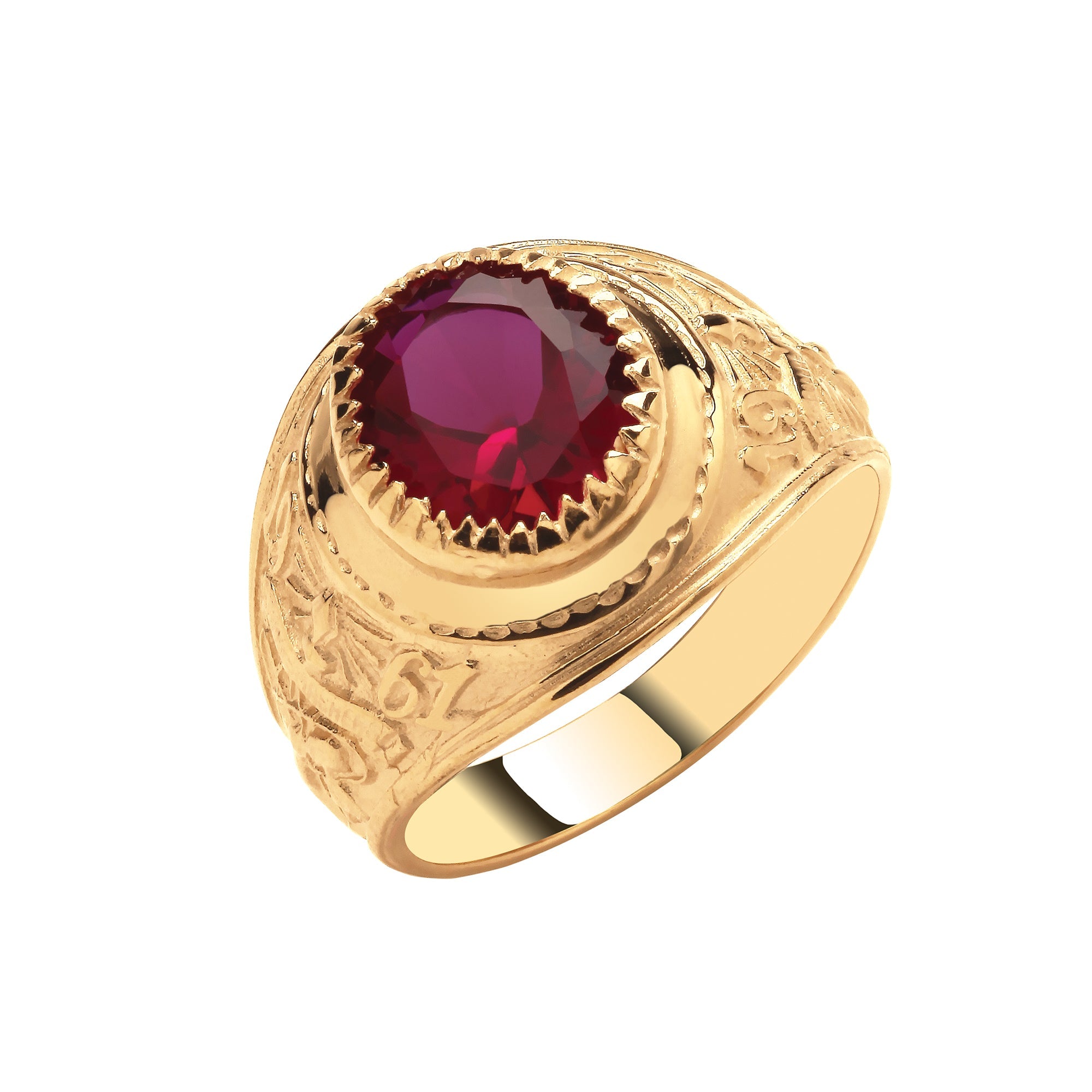 G Red CZ College Ring - Precise Jewellers