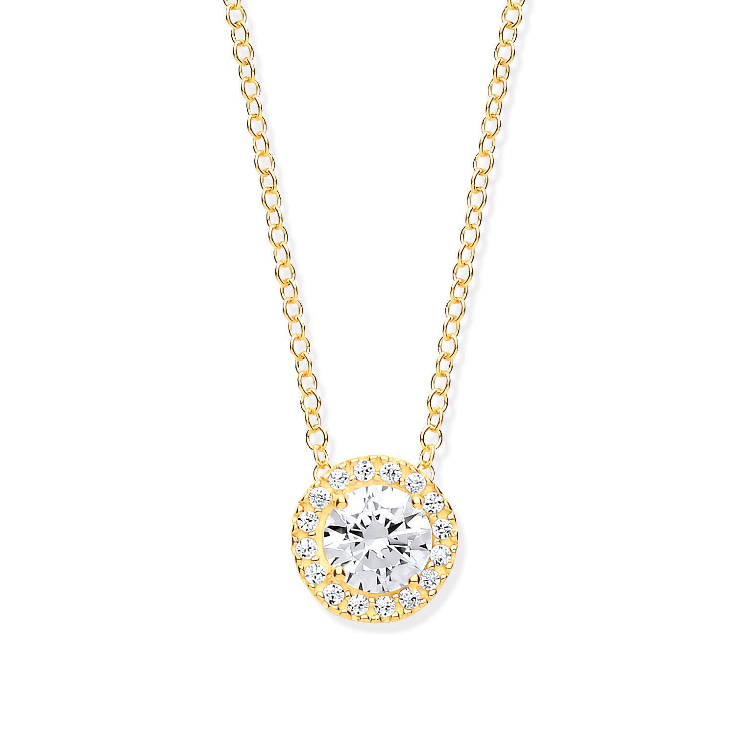 G Round Cz Halo Pendant on 18" Chain - Precise Jewellers