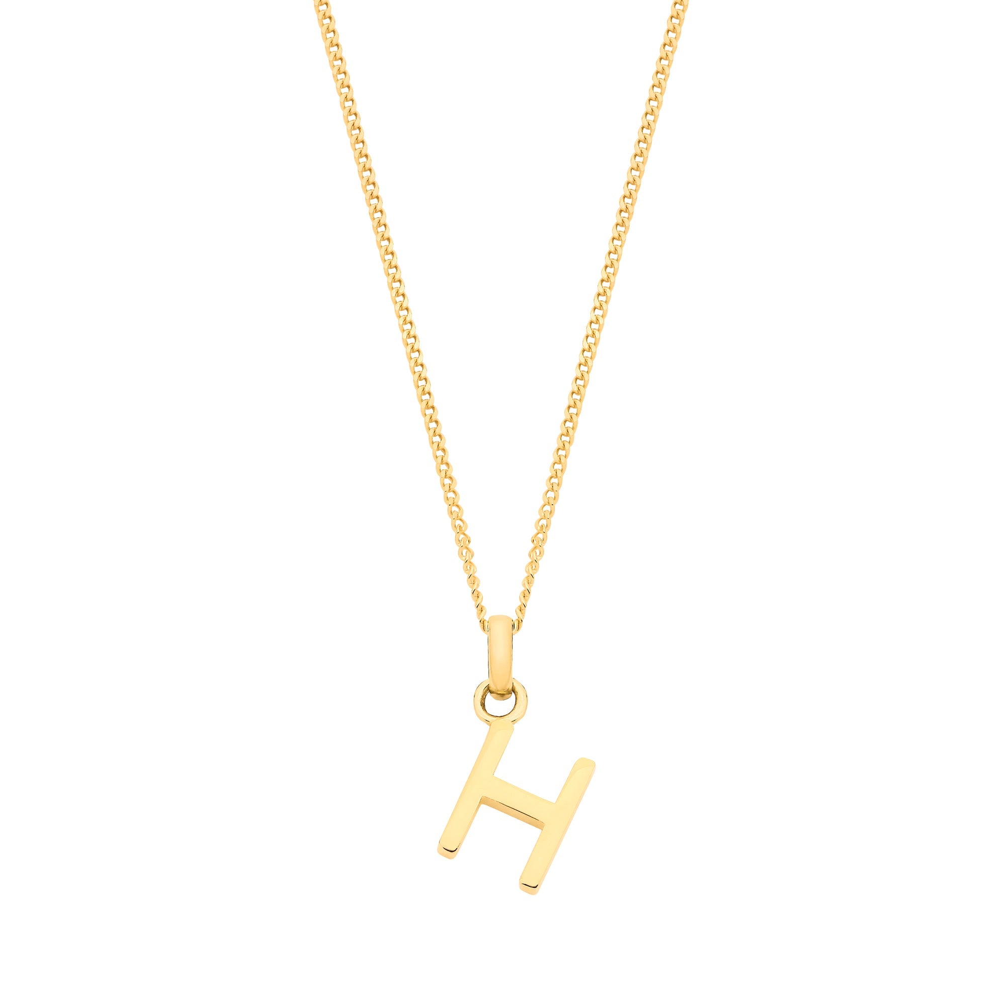 Y/G Small Plain INITIAL on 18" Curb Chain - Precise Jewellers