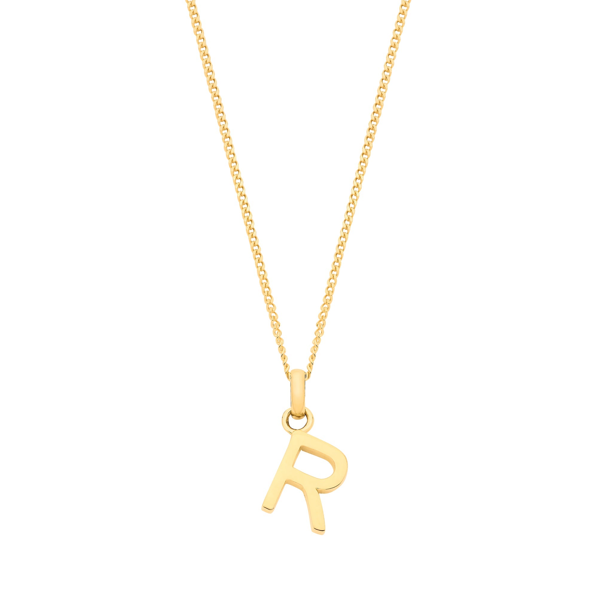 Y/G Small Plain INITIAL on 18" Curb Chain - Precise Jewellers