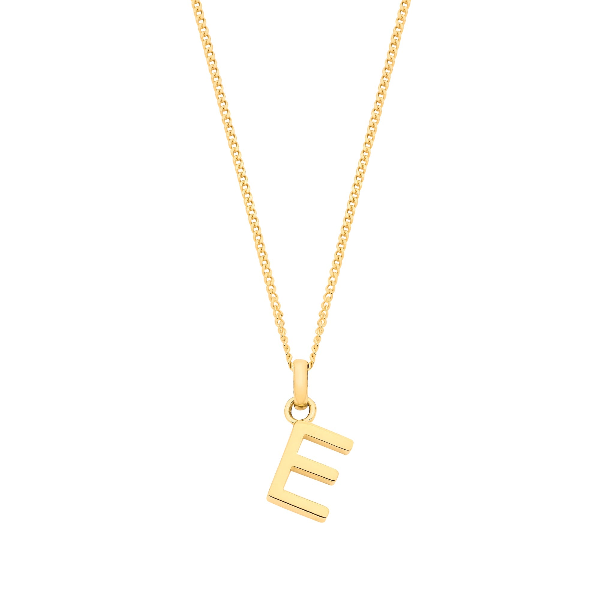 Y/G Small Plain INITIAL on 18" Curb Chain - Precise Jewellers