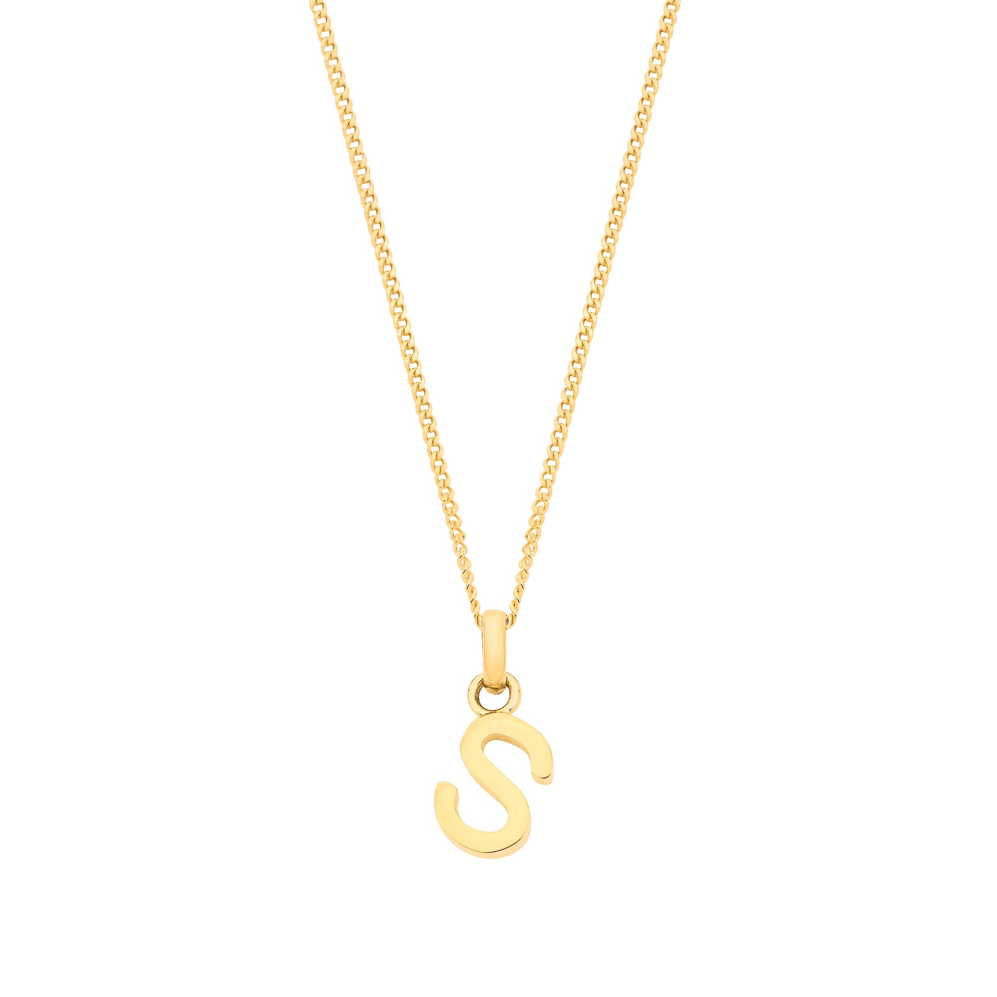 Y/G Small Plain INITIAL on 18" Curb Chain - Precise Jewellers