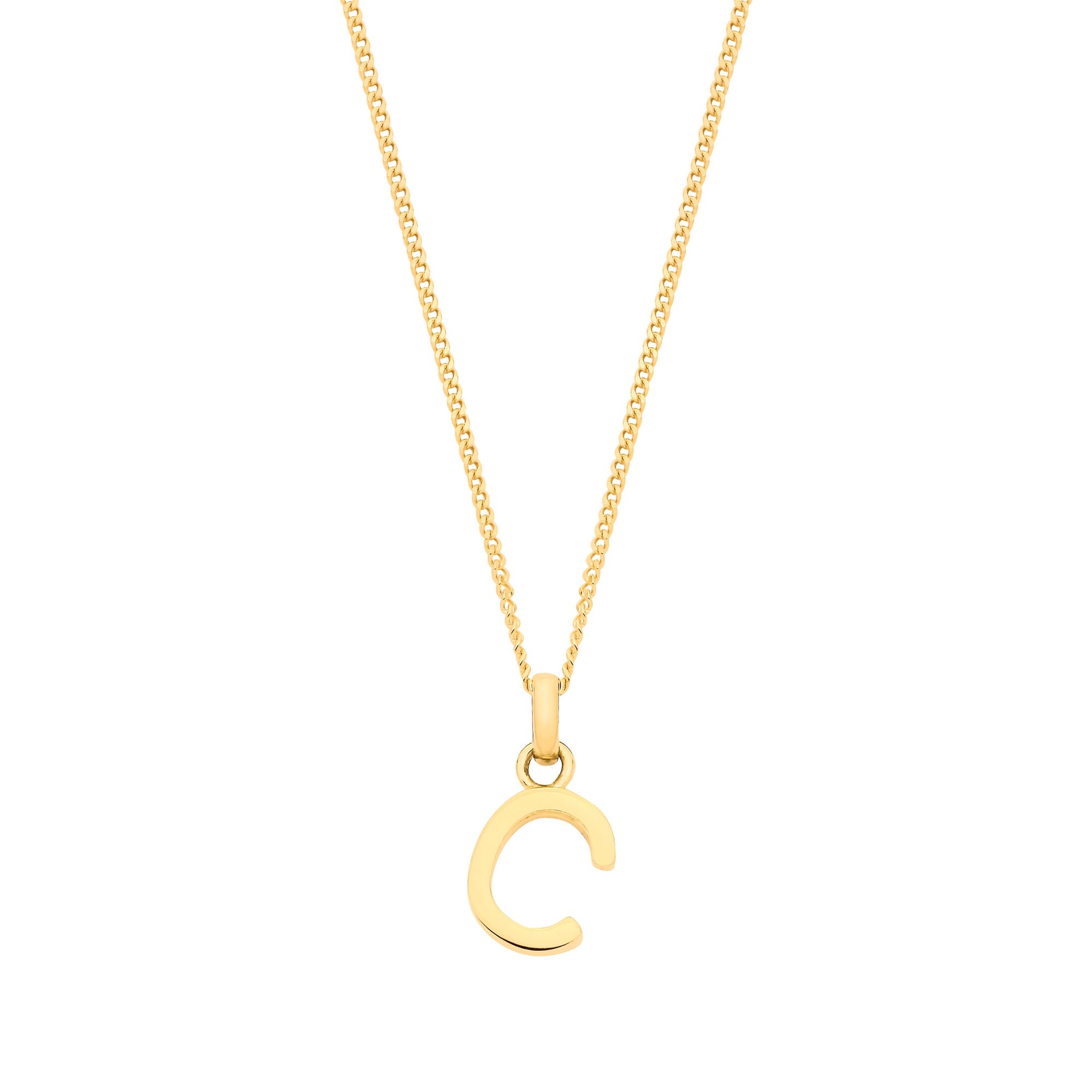 Y/G Small Plain INITIAL on 18" Curb Chain - Precise Jewellers