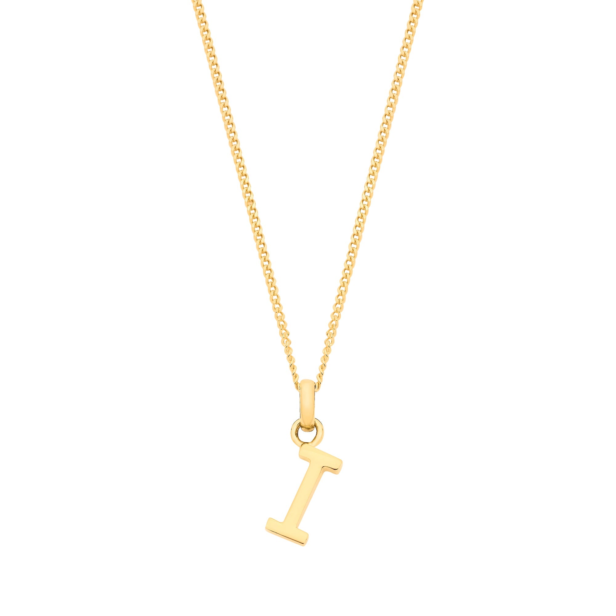Y/G Small Plain INITIAL on 18" Curb Chain - Precise Jewellers