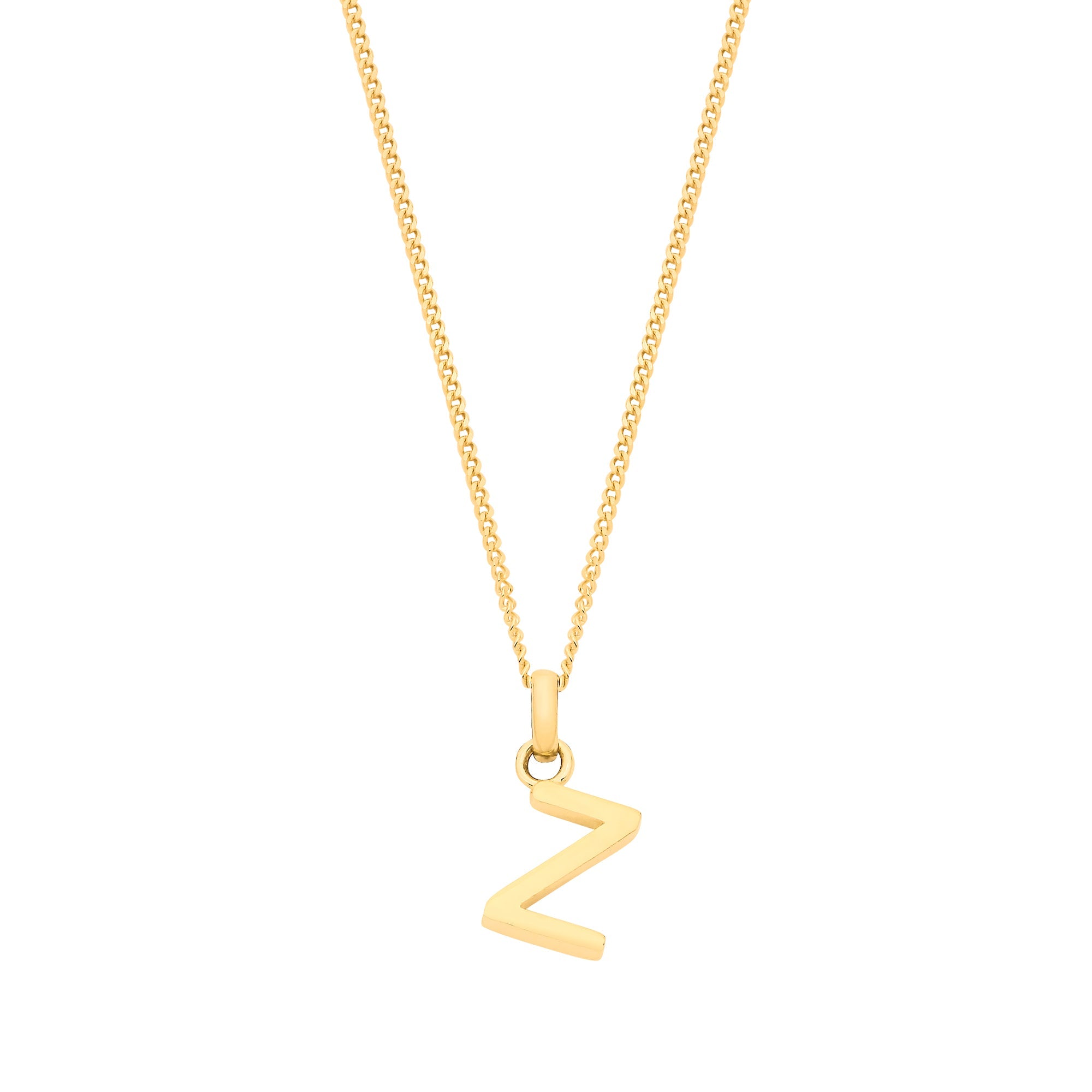 Y/G Small Plain INITIAL on 18" Curb Chain - Precise Jewellers
