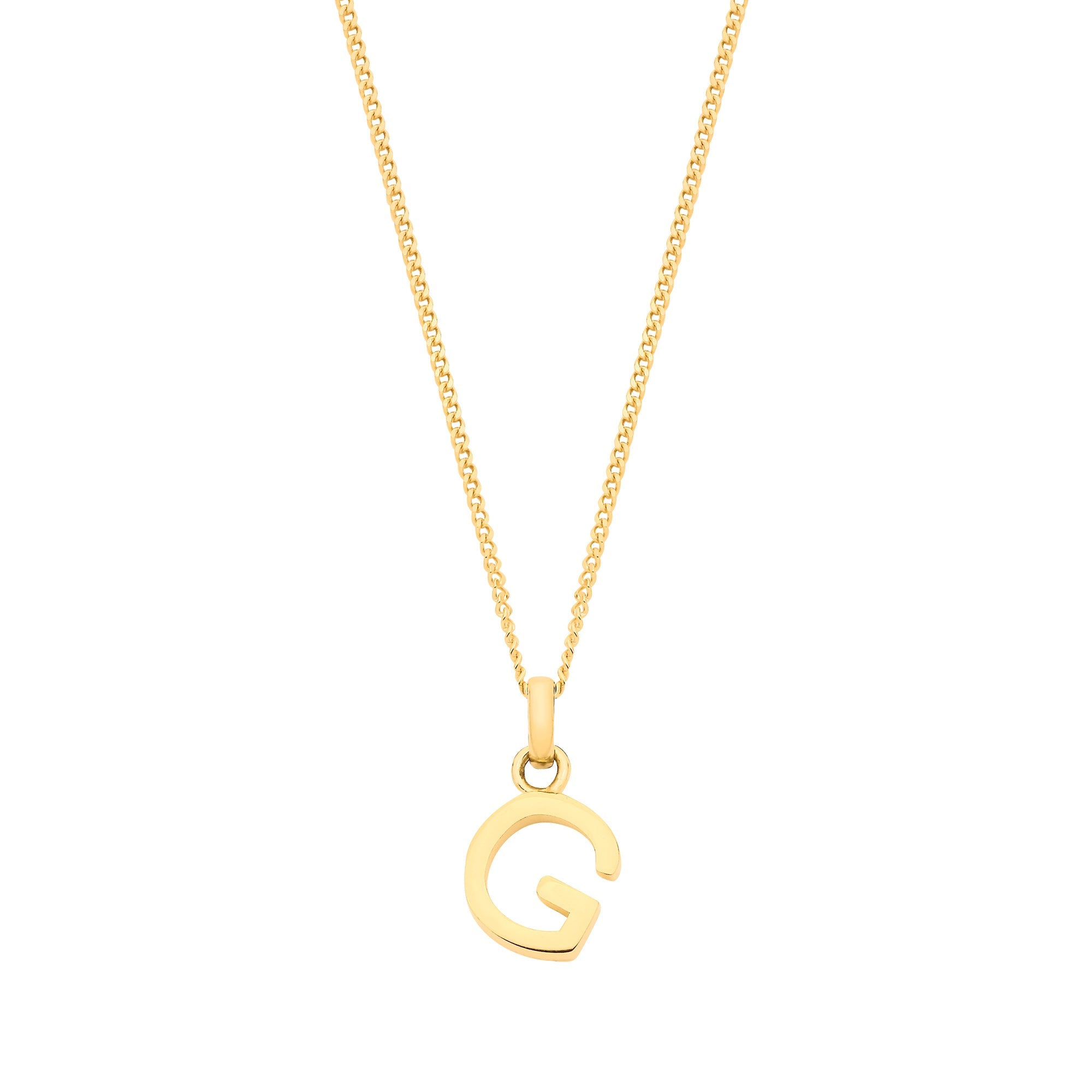 Y/G Small Plain INITIAL on 18" Curb Chain - Precise Jewellers