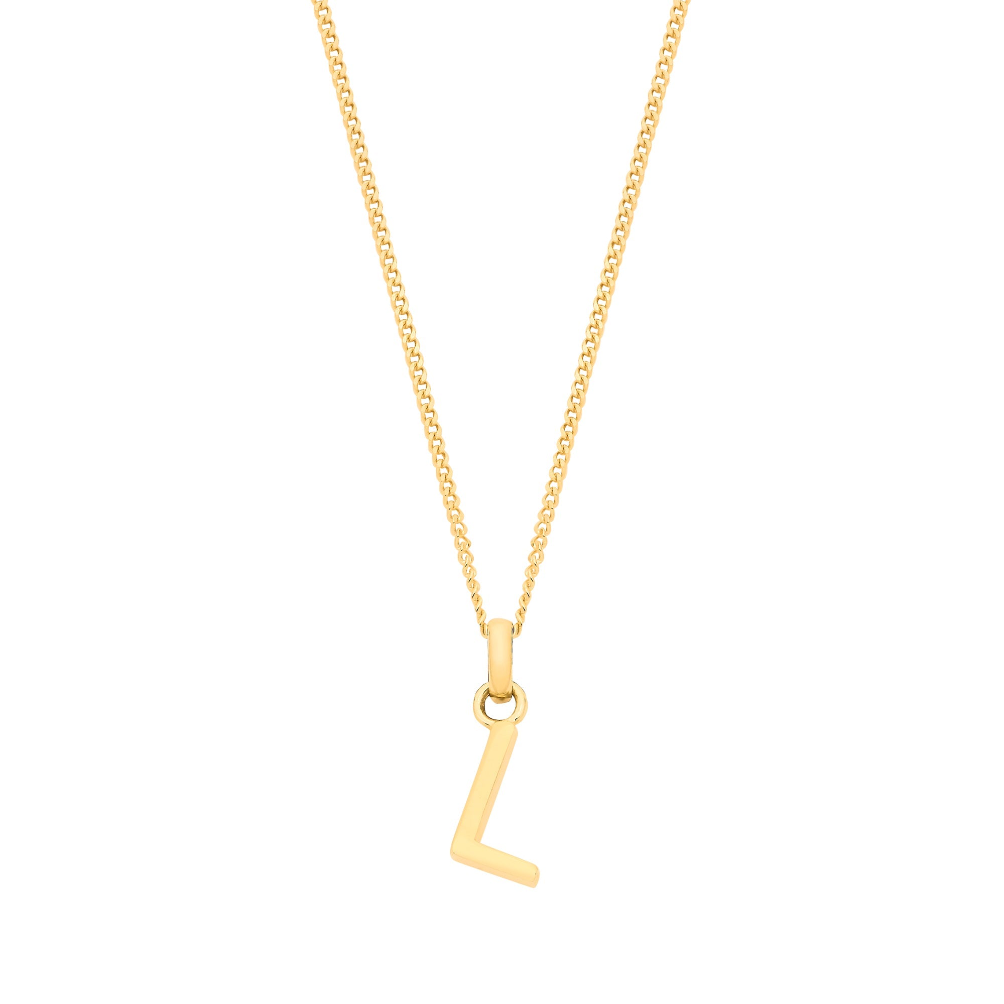 Y/G Small Plain INITIAL on 18" Curb Chain - Precise Jewellers