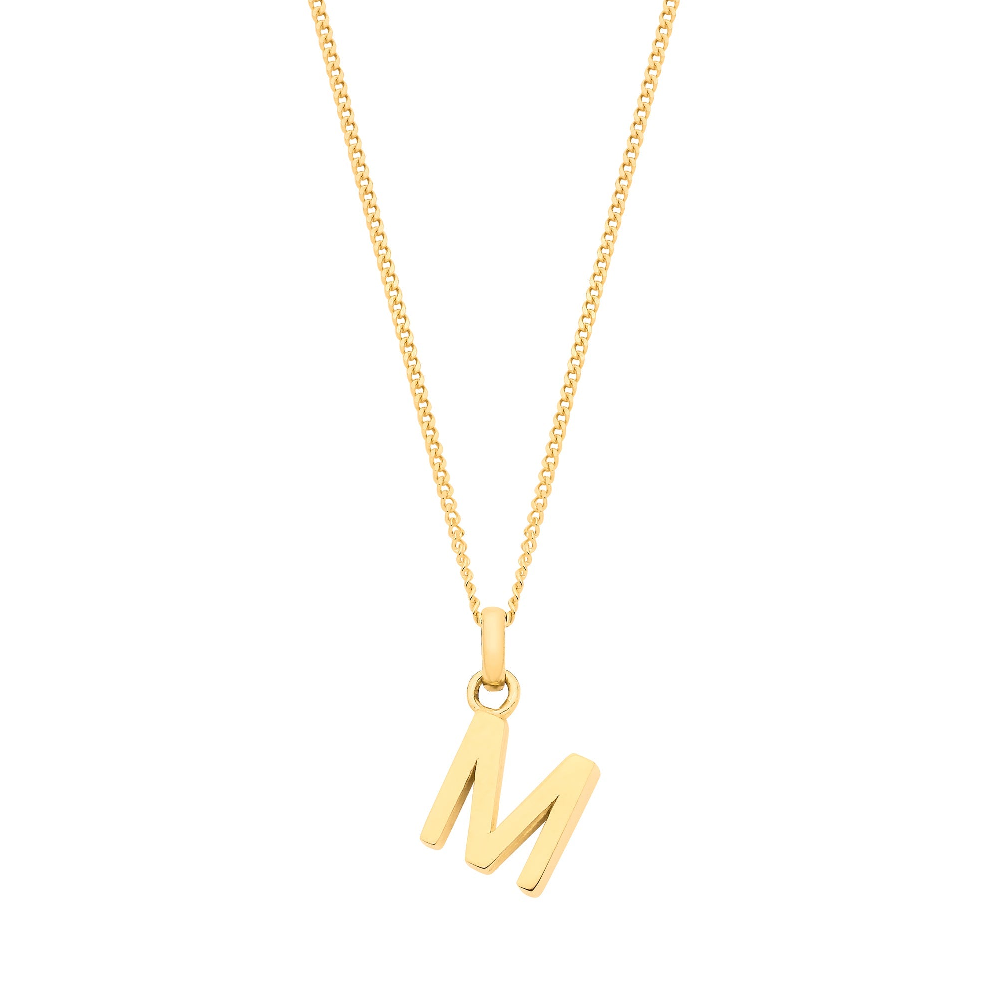 Y/G Small Plain INITIAL on 18" Curb Chain - Precise Jewellers