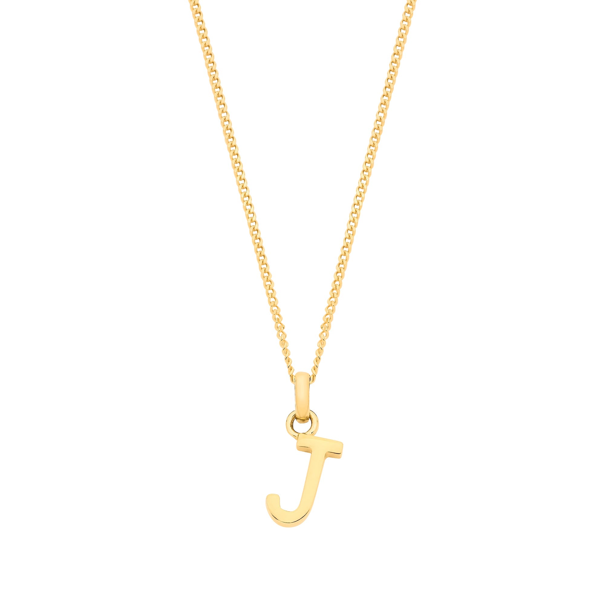 Y/G Small Plain INITIAL on 18" Curb Chain - Precise Jewellers