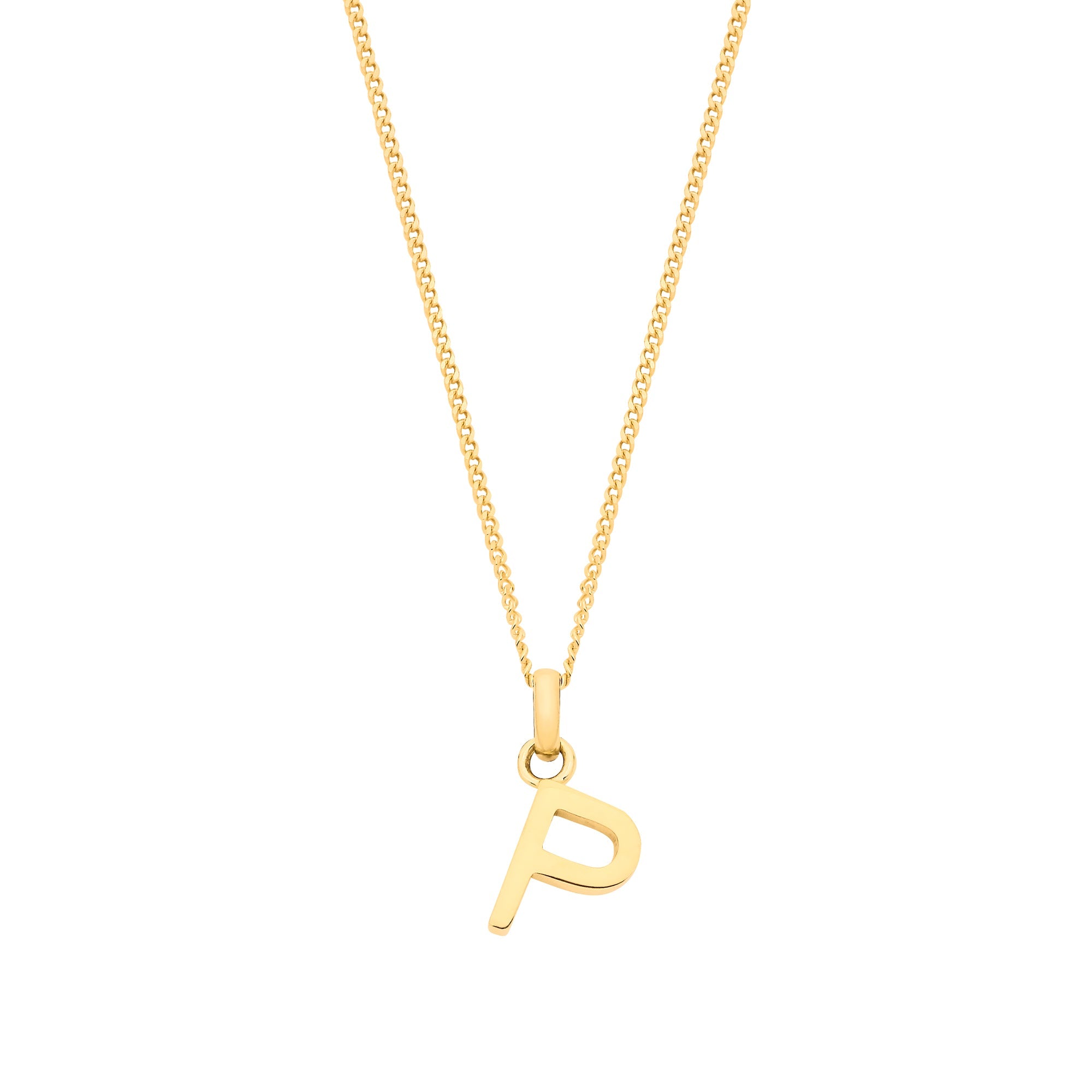 Y/G Small Plain INITIAL on 18" Curb Chain - Precise Jewellers