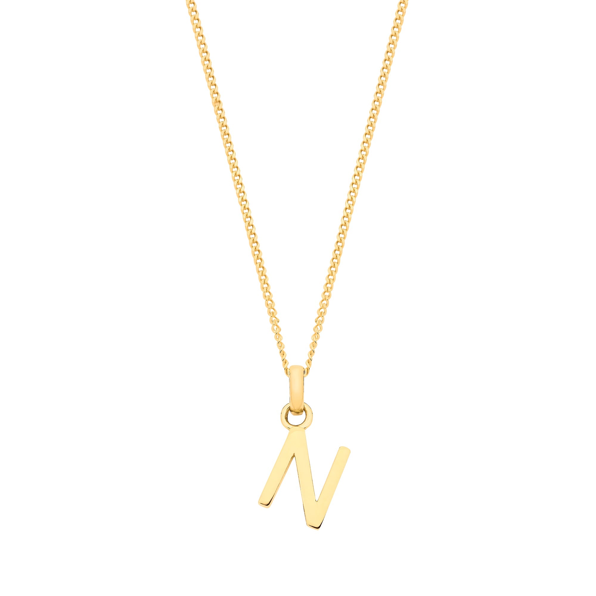 Y/G Small Plain INITIAL on 18" Curb Chain - Precise Jewellers