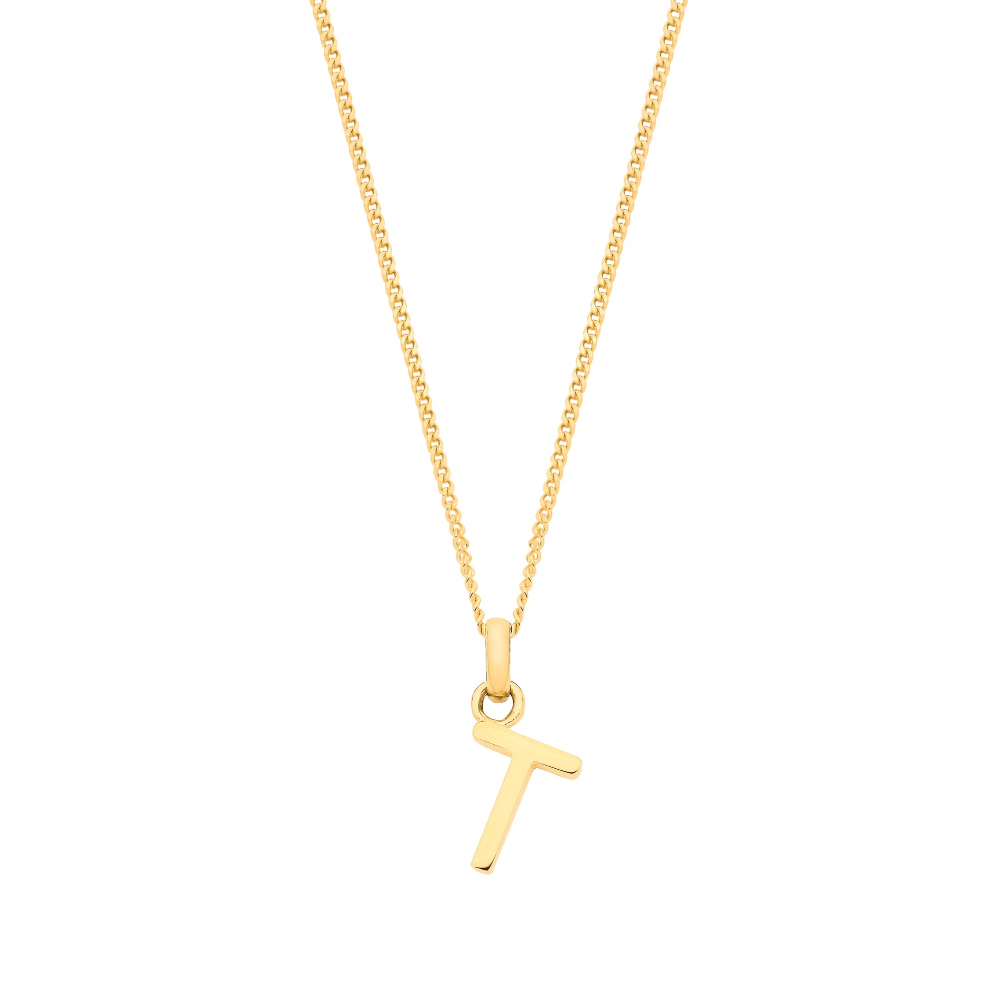 Y/G Small Plain INITIAL on 18" Curb Chain - Precise Jewellers