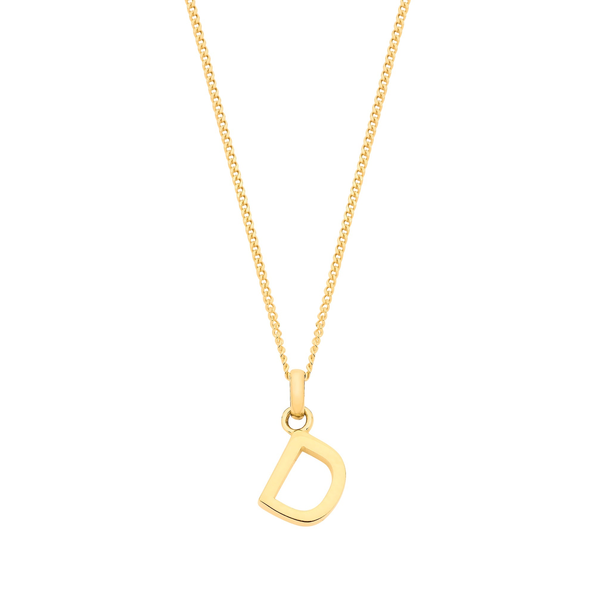 Y/G Small Plain INITIAL on 18" Curb Chain - Precise Jewellers